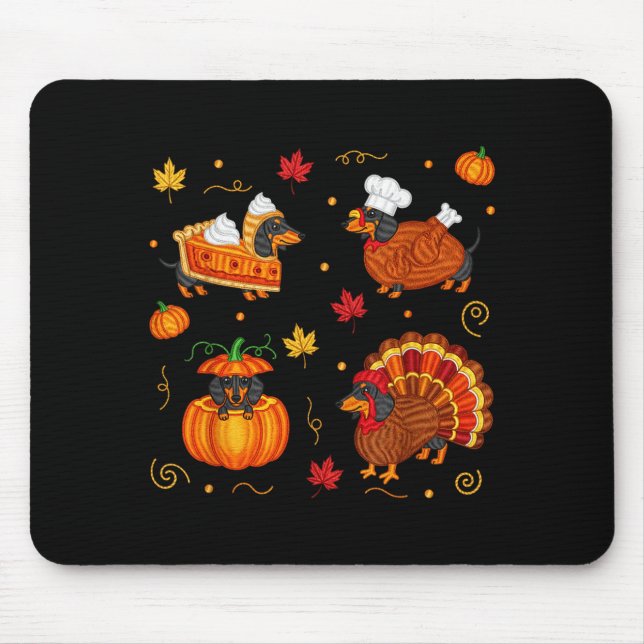 Mousepad Thanksgiving Dachshund Weiner Dog Turkey Cute Pump (Frente)