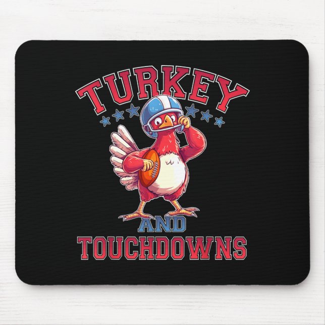Mousepad Thanksgiving Football Turkey &amp; Touchdowns Game (Frente)