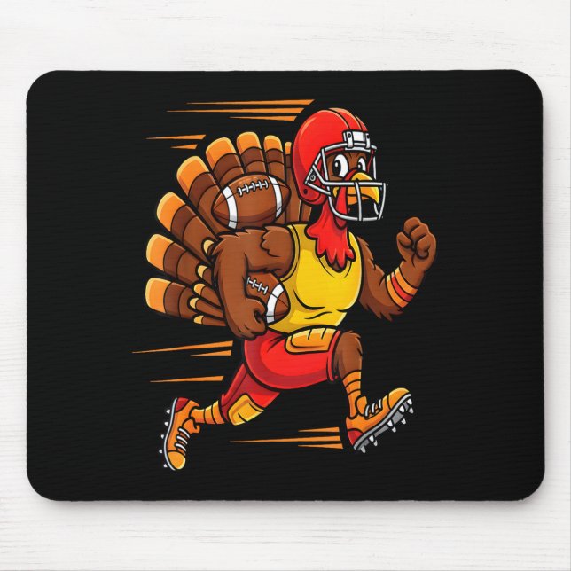 Mousepad Thanksgiving Funny Turkey Playing Football Men Boy (Frente)