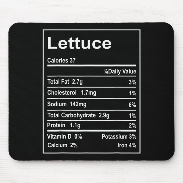 Mousepad Thanksgiving Lettuce Nutrition Facts Men Women Chr (Frente)