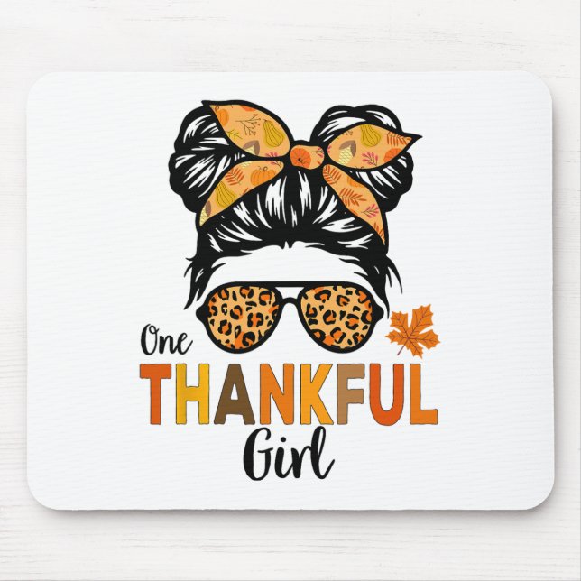 Mousepad Thanksgiving Shirts For Girls Kids Thankful Girl M (Frente)