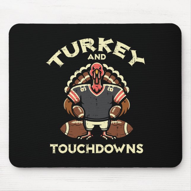 Mousepad Thanksgiving Turkey And Touchdowns Footbyll Men Bo (Frente)