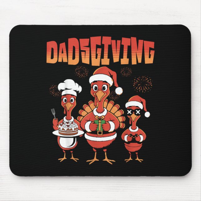 Mousepad Thanksgiving Turkey Squad Dancing Dad Mom Kid Happ (Frente)