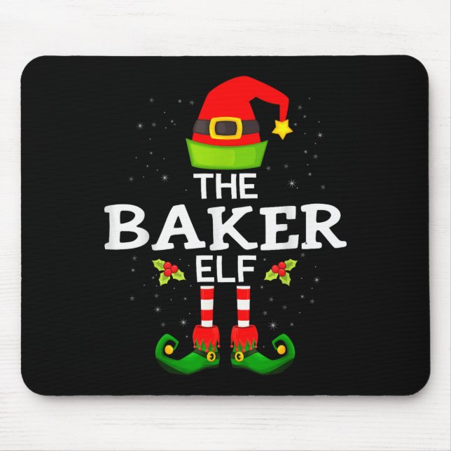 Mousepad The Baker Elf Christmas Family Matching Pajama  (Frente)