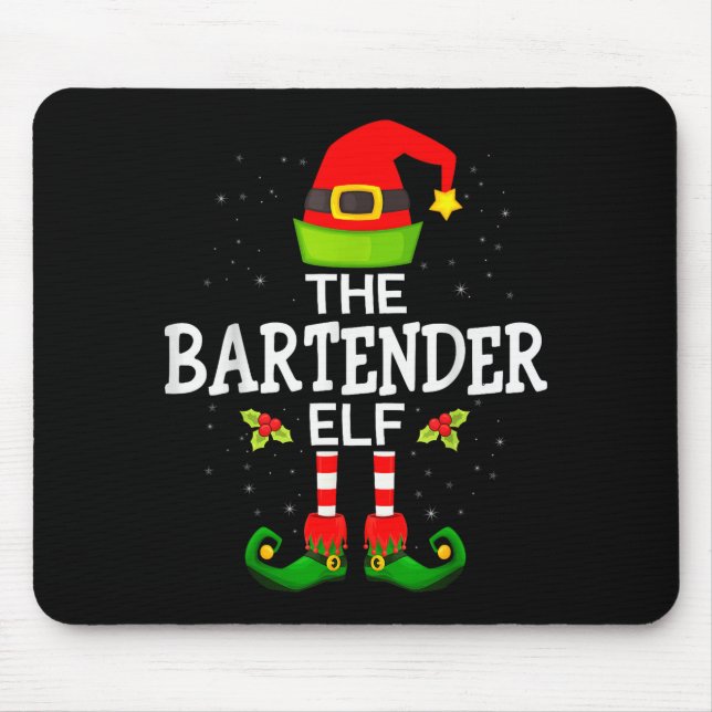 Mousepad The Bartender Elf Christmas Family Matching Pajama (Frente)