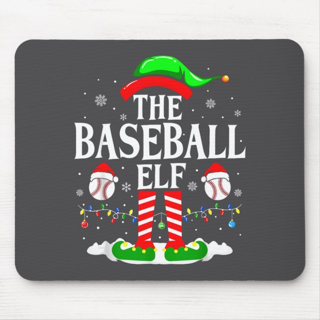 Mousepad The Baseball Elf Funny Christmas Srt Lovers Xmas E (Frente)