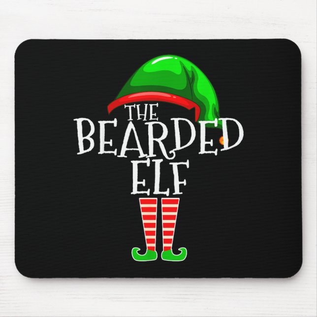 Mousepad The Bearded Elf Family Matching Group Christmas Be (Frente)