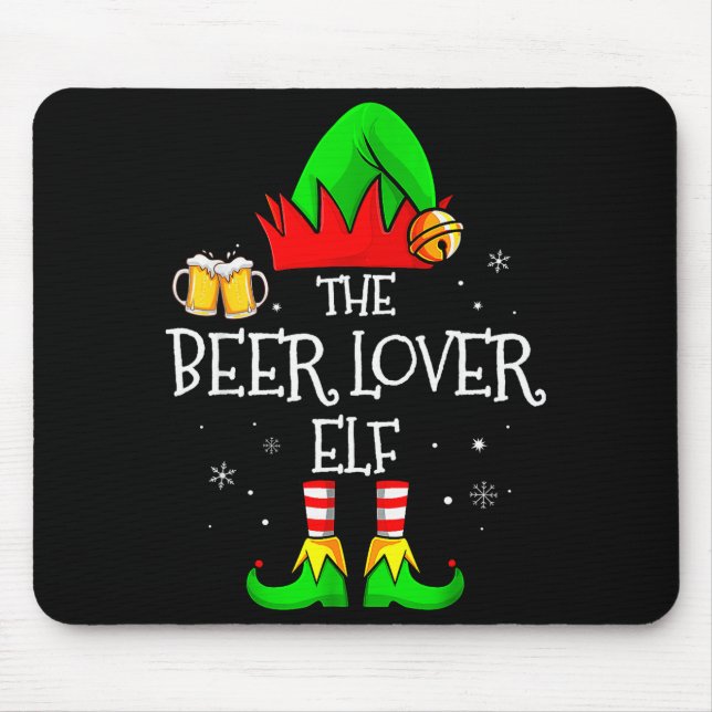 Mousepad The Beer Lover Elf Matching Family Christmas Drink (Frente)