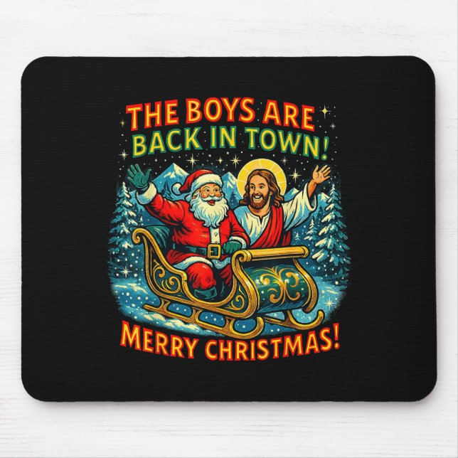 Mousepad The Boys Are Back In Town Merry Christmas Design  (Frente)