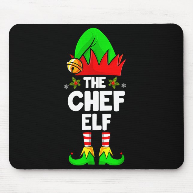 Mousepad The Chef Elf Shirt Matching Family Chef Christmas  (Frente)