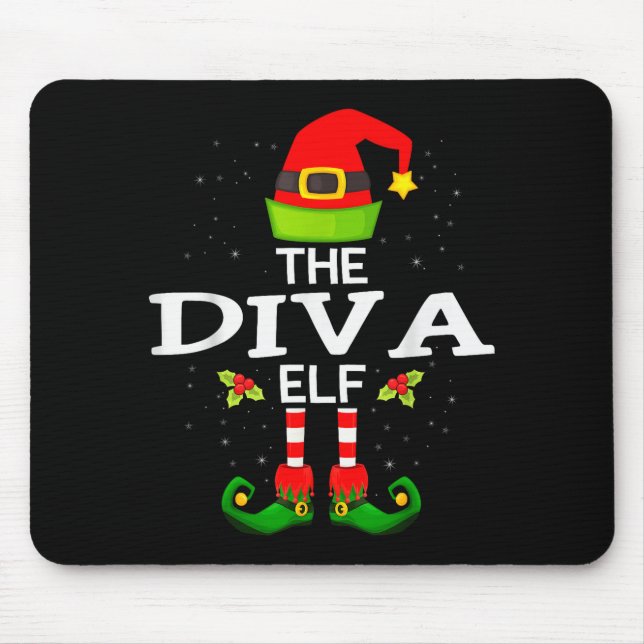Mousepad The Diva Elf Christmas Family Matching Pajama  (Frente)