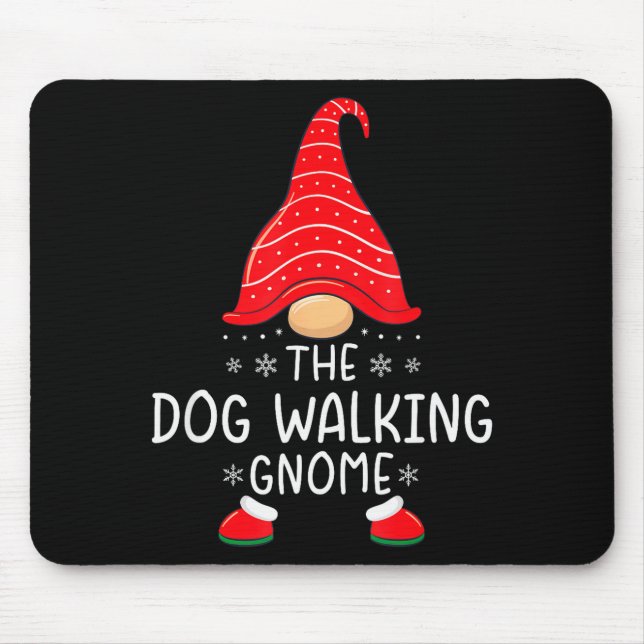 Mousepad The Dog Walking Gnome Xmas Family Matching Funny C (Frente)