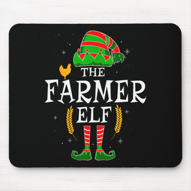 Mousepad The Farmer Elf Group Matching Family Christmas Far (Frente)