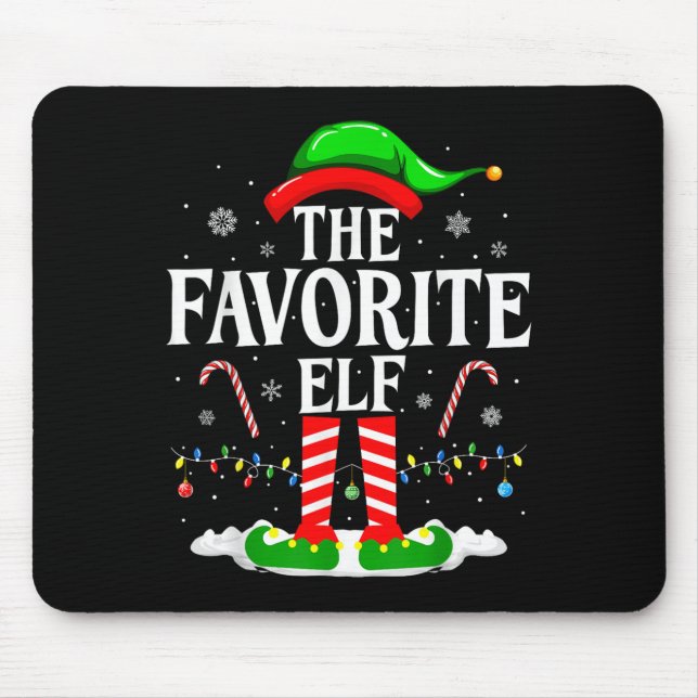 Mousepad The Favorite Elf Funny Xmas Matching Family Christ (Frente)