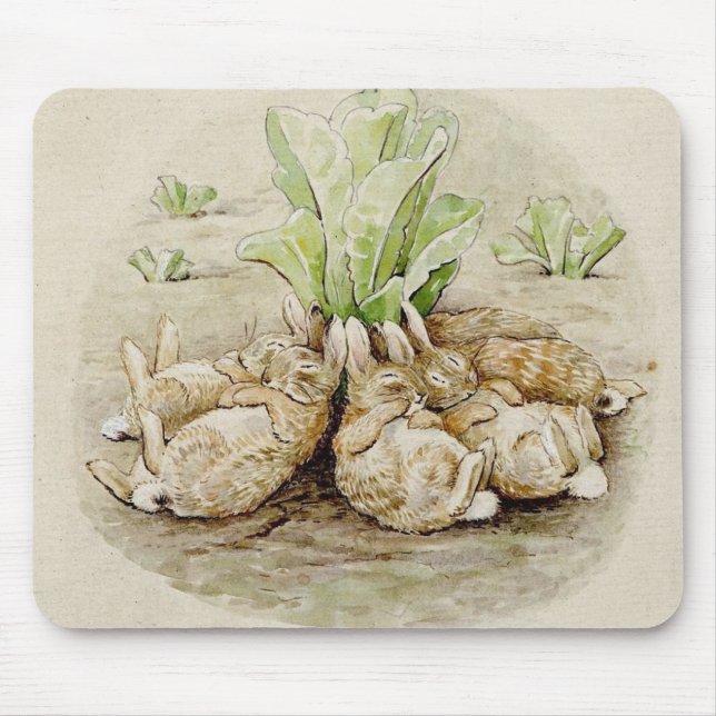 Mousepad The Flopsy Bunnies Asleep (por Beatrix Potter) (Frente)