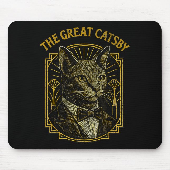Mousepad The Great Catsby Funny Retro Art Deco Cat Design  (Frente)