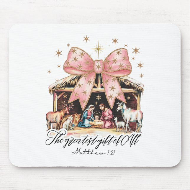 Mousepad The Greatest Gift Of All Nativity Jesus Christian  (Frente)