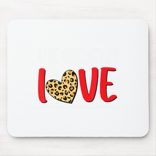 Mousepad The Greatest Is Love Valentines Day Leopard Heart  (Frente)