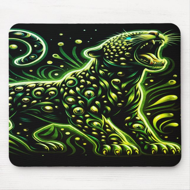 Mousepad The Green Spotted Leopard On a Thick Laptop Tablet (Frente)