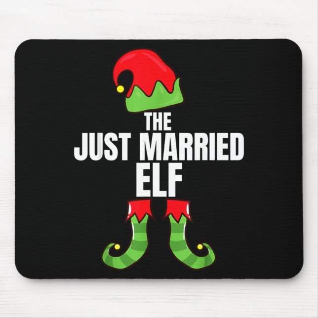Mousepad The Just Married Elf Matching Family Christmas Gro (Frente)