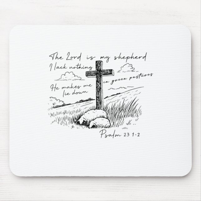 Mousepad The Lord Is My Shepherd Psalm 23 Cross Meadow  (Frente)