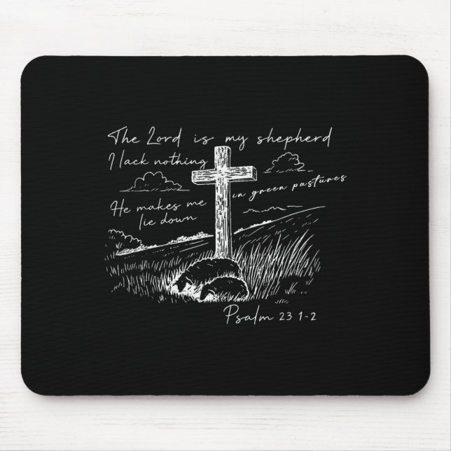 Mousepad The Lord Is My Shepherd Psalm 23 Cross Meadow  (Frente)