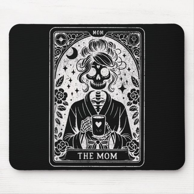 Mousepad The mom tarot card skeleton mama coffee happyThe m (Frente)