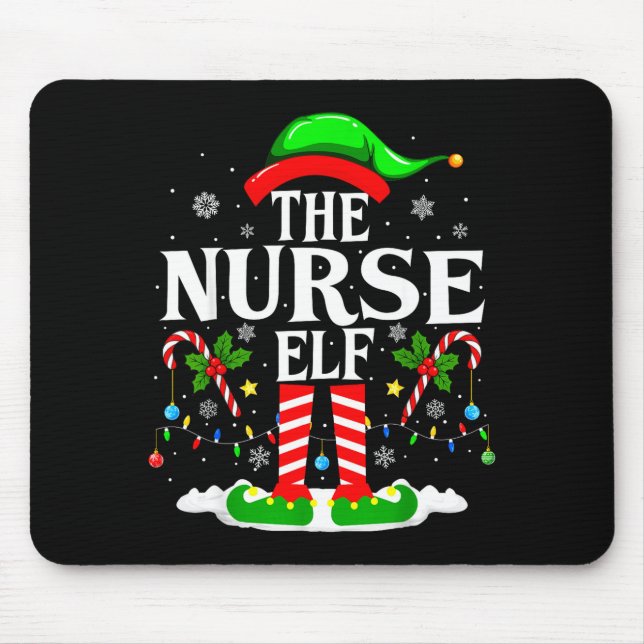 Mousepad The Nurse Elf Christmas Nursing Funny Rn Christmas (Frente)