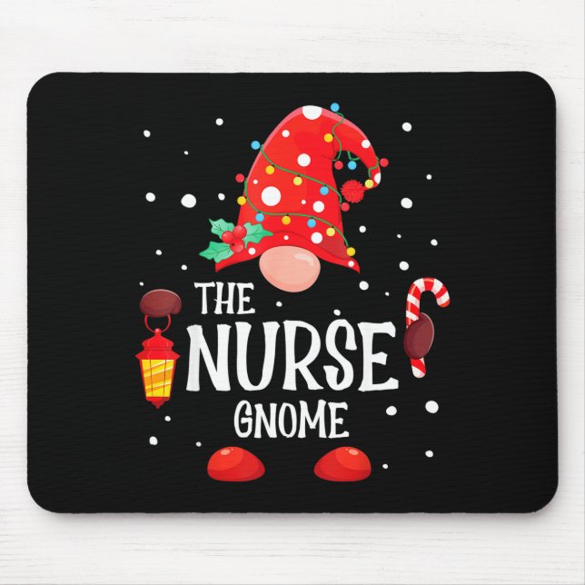 Mousepad The Nurse Gnome Matching Family Christmas Gnome Pa (Frente)