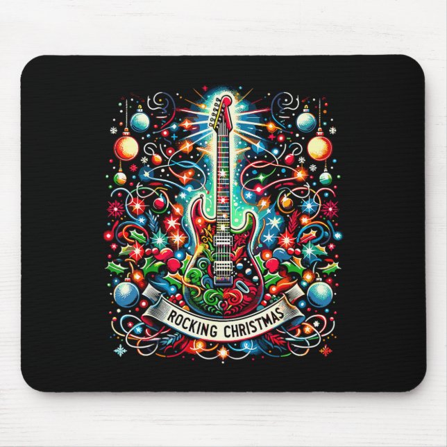 Mousepad The Rocking Christmas Christmas Rock Guitar Santa  (Frente)