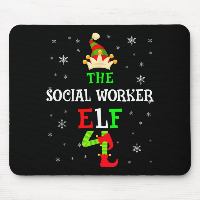Mousepad The Social Worker Elf Christmas Elf Matching Famil (Frente)