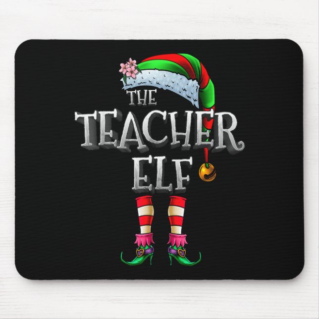Mousepad The Teacher Elf Shirt Matching Family Funny Christ (Frente)