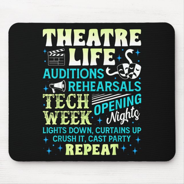 Mousepad Theatre Nerd Actor Funny Musical Theater Geek Thes (Frente)