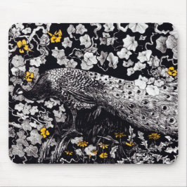 Mousepad Theo Van Hoytema Retro Peacock Clip Art Black and