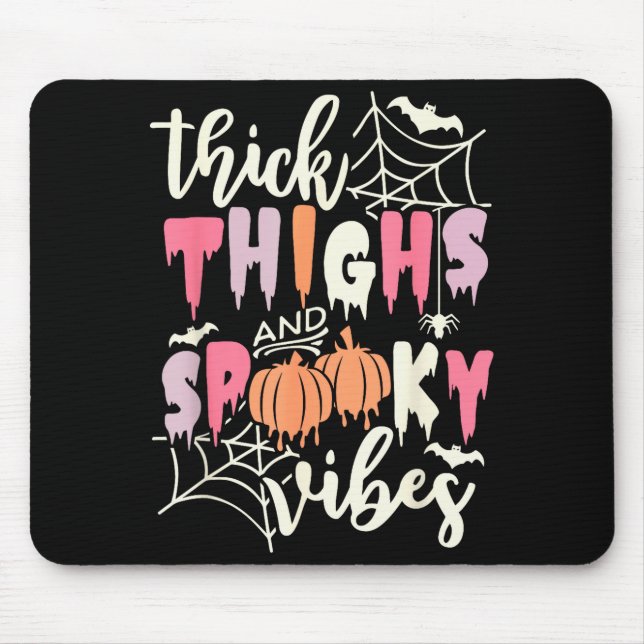 Mousepad Thick Thighs And Soky Vibes Retro Groovy Halloween (Frente)
