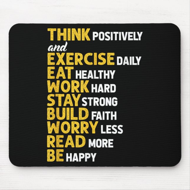 Mousepad Think Sitively Exercise Daily Gym Workout Motivati (Frente)