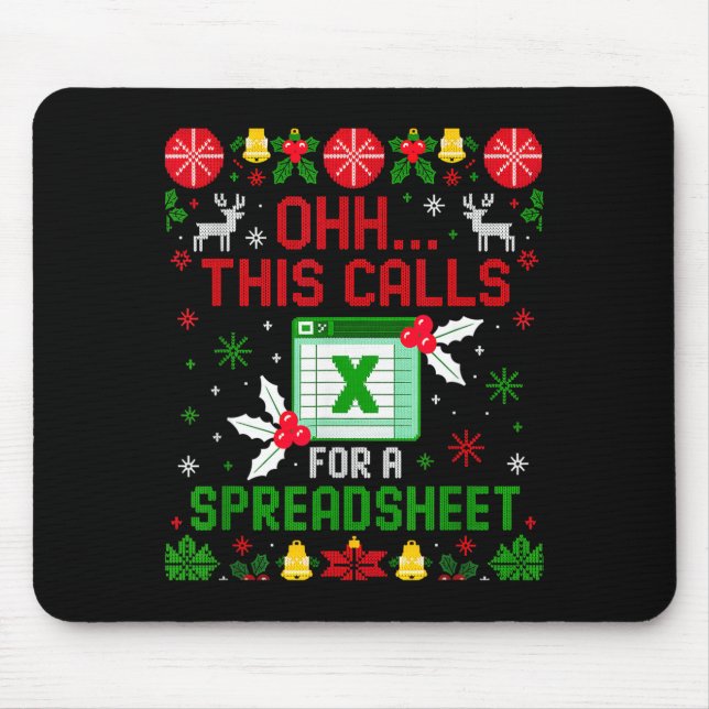 Mousepad This Calls For A Spreadsheet Ugly Christmas  (Frente)