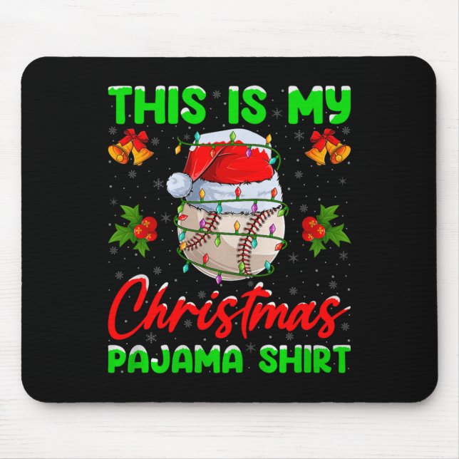 Mousepad This Is My Baseball Christmas Pajamas Funny Baseba (Frente)