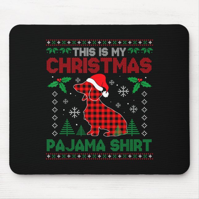 Mousepad This Is My Dachshund Dog Red Plaid Christmas Ugly  (Frente)