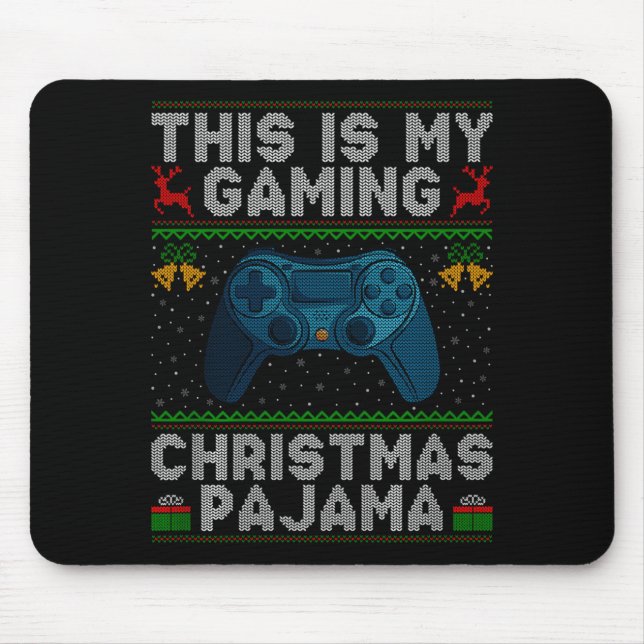 Mousepad This Is My Gaming Christmas Pajamas Ugly Xmas Swea (Frente)
