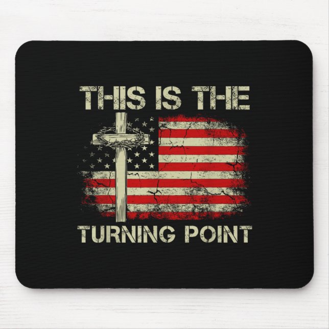Mousepad This Is The Turning Int Faith Cross Us Flag Patrio (Frente)