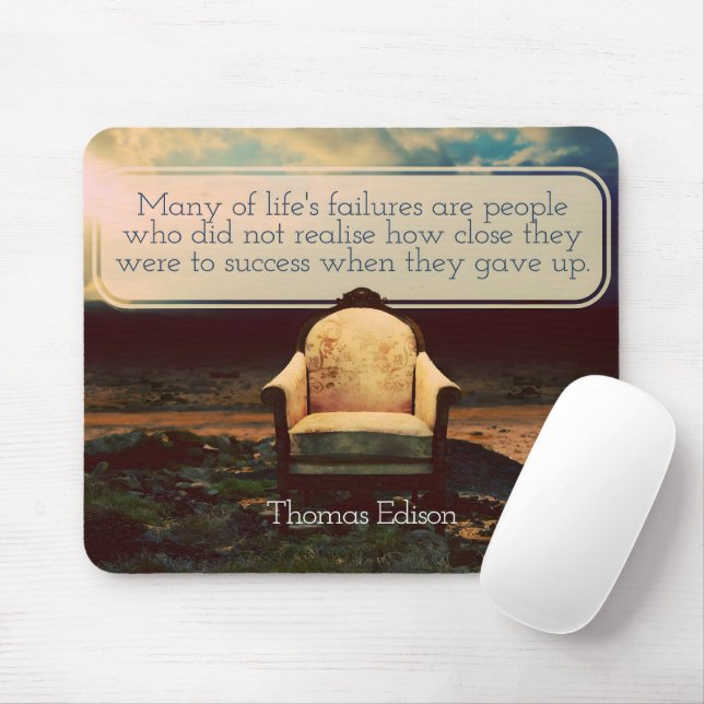 Mousepad Thomas Edison Inspirational Cote "Falhas" (Com mouse)