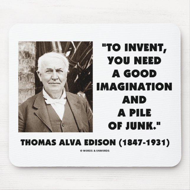 Mousepad Thomas Edison para inventar a pilha da imaginação (Frente)