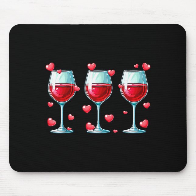 Mousepad Three Gles Of Wine Valentines Day Couple Funny Dri (Frente)