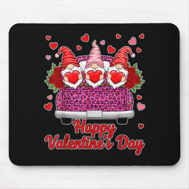 Mousepad Three Gnomes And Leopard Truck Happy Valentine's D (Frente)