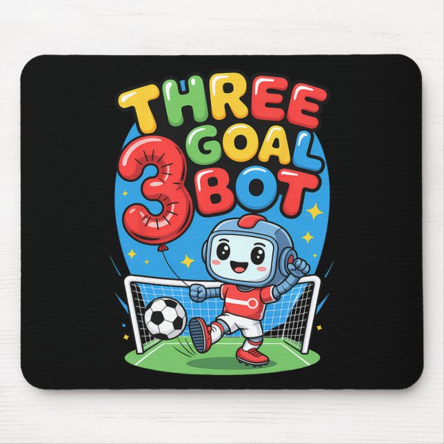 Mousepad Three Goal Bot Soccer Lover 3th Birthday  (Frente)
