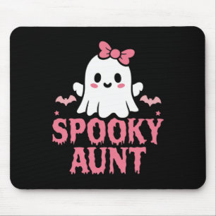 Mousepad Tia Família Bonita Branca Fantasma Boo Halloween