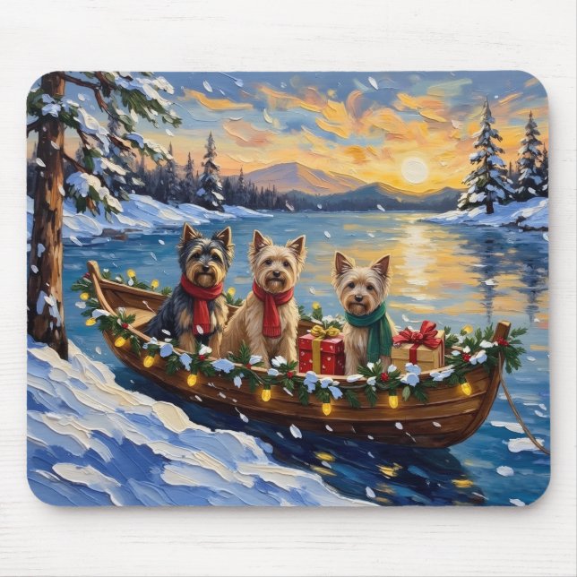 Mousepad Tibetan Terrier Christmas Boat Holiday (Frente)