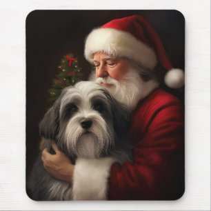 Mousepad Tibetan Terrier Papai Noel Natal Festivo