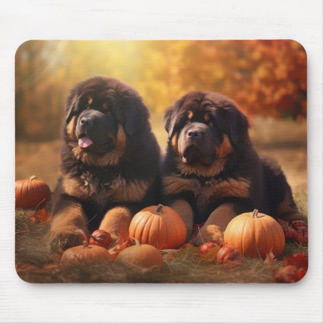 Mousepad Tibetano Mastiff Puppy Autumn Delight Pumpkin (Frente)